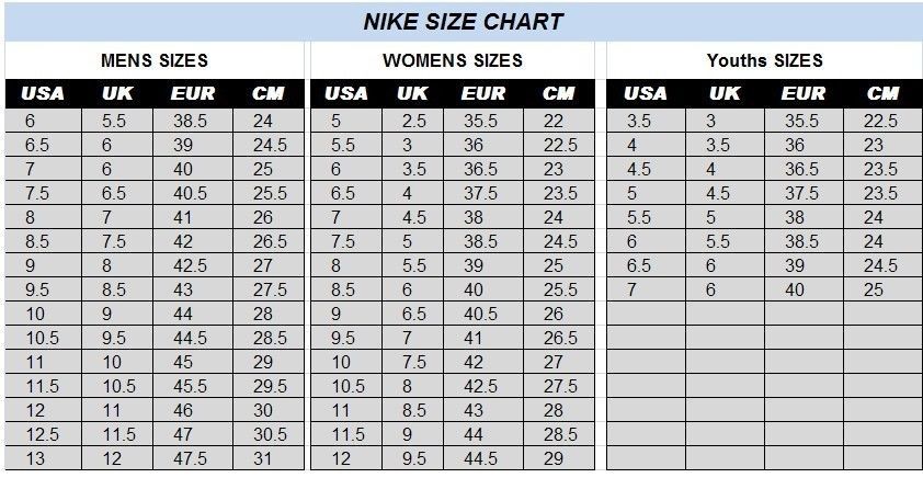 nike football jersey size chart