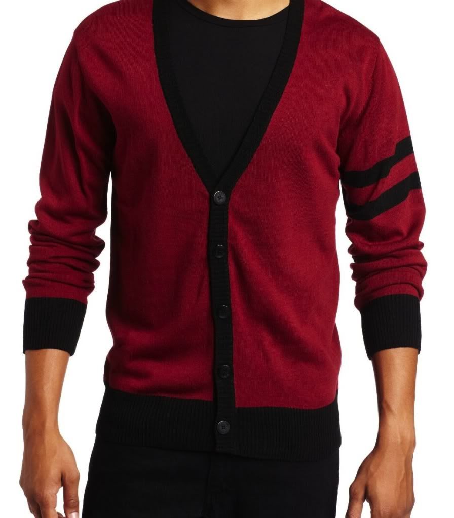 Red and black cardigan