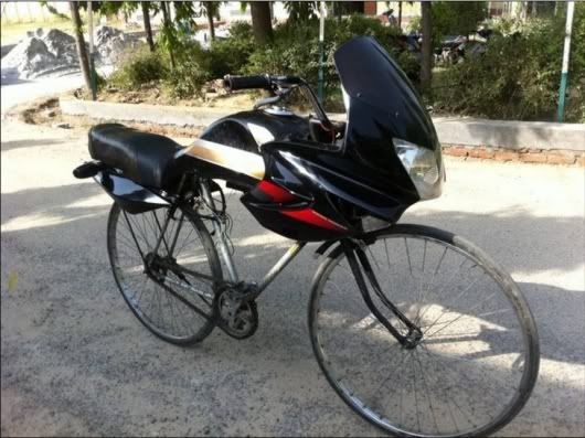 bicycle with motorcycle fairing