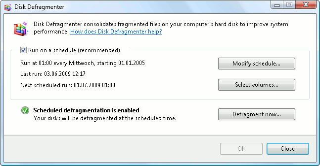 Windows Vista  Disk Defragmenter