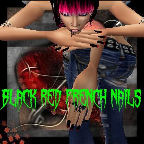 Black-Red French Nails