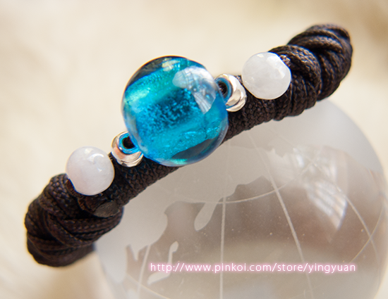 Five Diamond Knots Colored Glaze Jade Braclet - Black&Blue