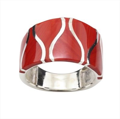 Details about RED CORAL  925 STERLING SILVER RING